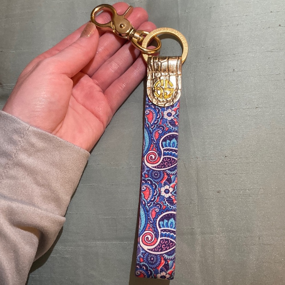 Simply southern paisley key wristlet strap